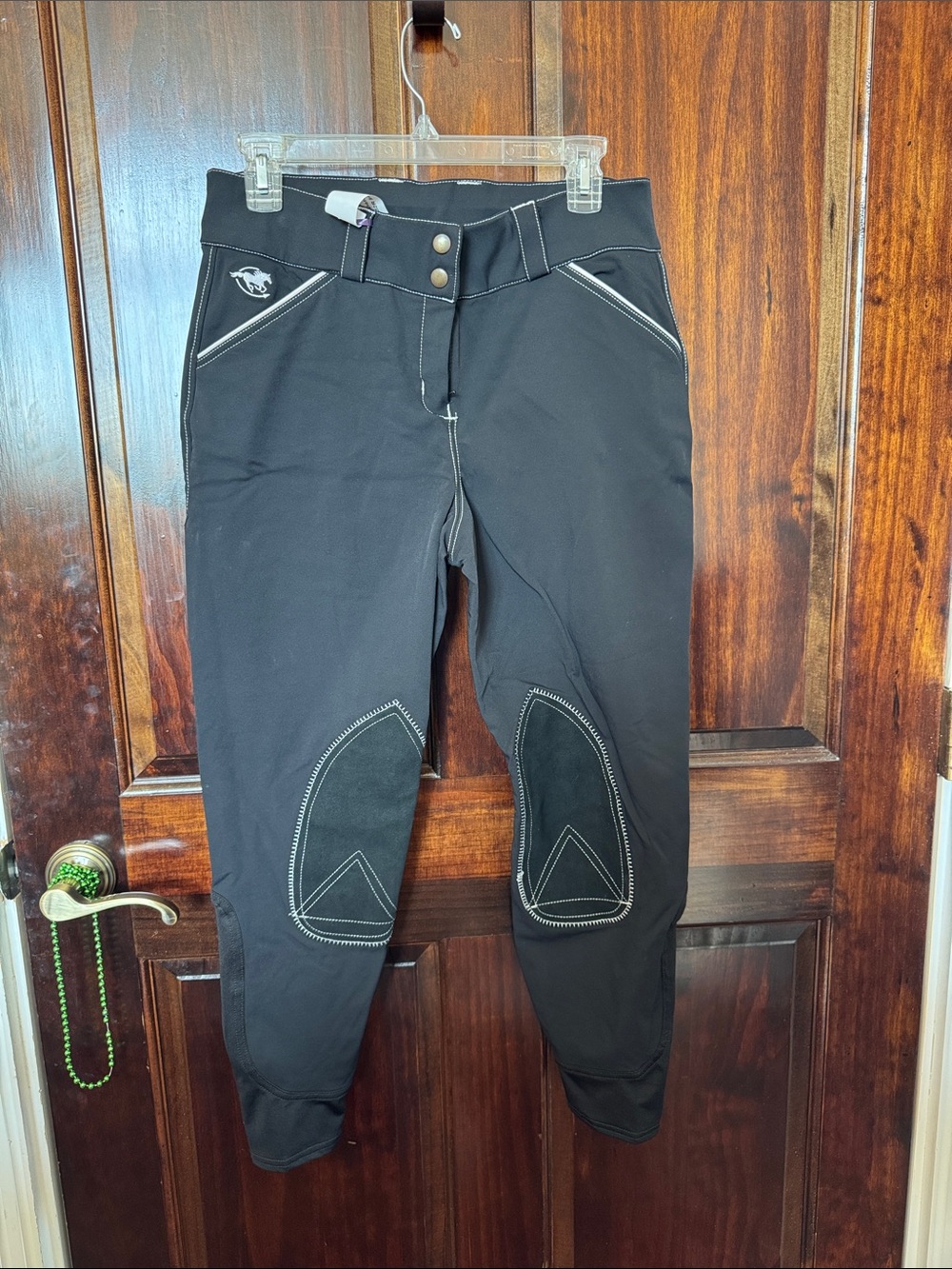 32R Black w white piping SmartPak Piper Evolution Knee patch breeches jodhpurs